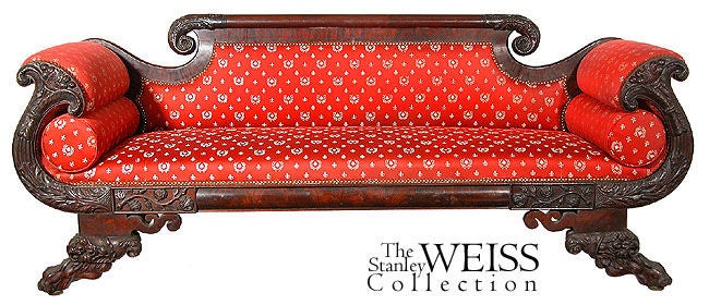 Carved Mahogany Classical Sofa, Possibly Portsmouth, New Hampshire