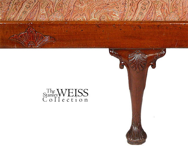 19th Century Carved Mahogany Queen Anne Settee For Sale