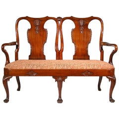 Carved Mahogany Queen Anne Settee