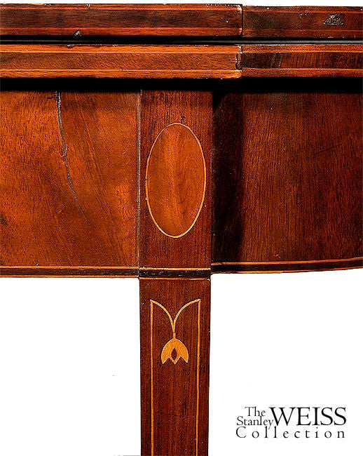 Inlay Inlaid Mahogany Hepplewhite Card Table, Probably RI For Sale