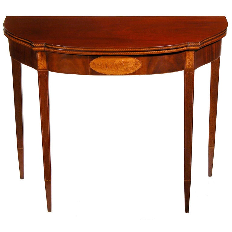 Inlaid Mahogany Satinwood Card Table, Hepplewhite, Portsmouth For Sale