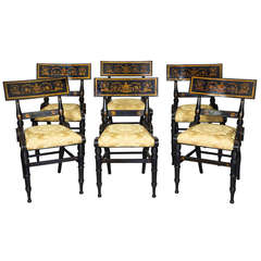 Set of Six Ebonized and Gilt Baltimore Painted Chairs, circa 1825 12