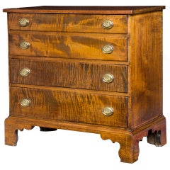 Chippendale Tiger Maple Chest with Original Brasses, New England, circa 1790