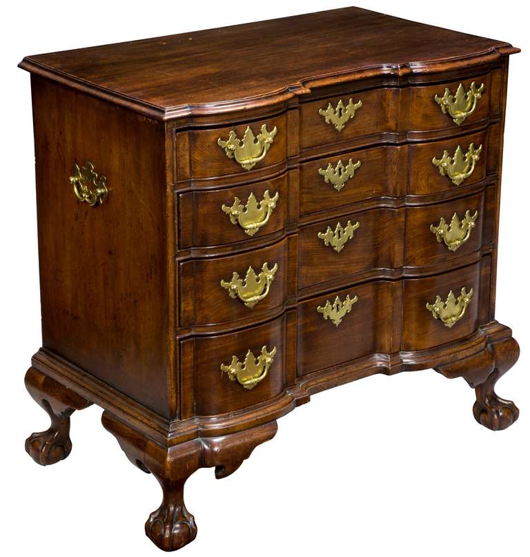 American Small Chippendale Style Mahogany Block Front Chest, Late 19th-Early 20th Century For Sale