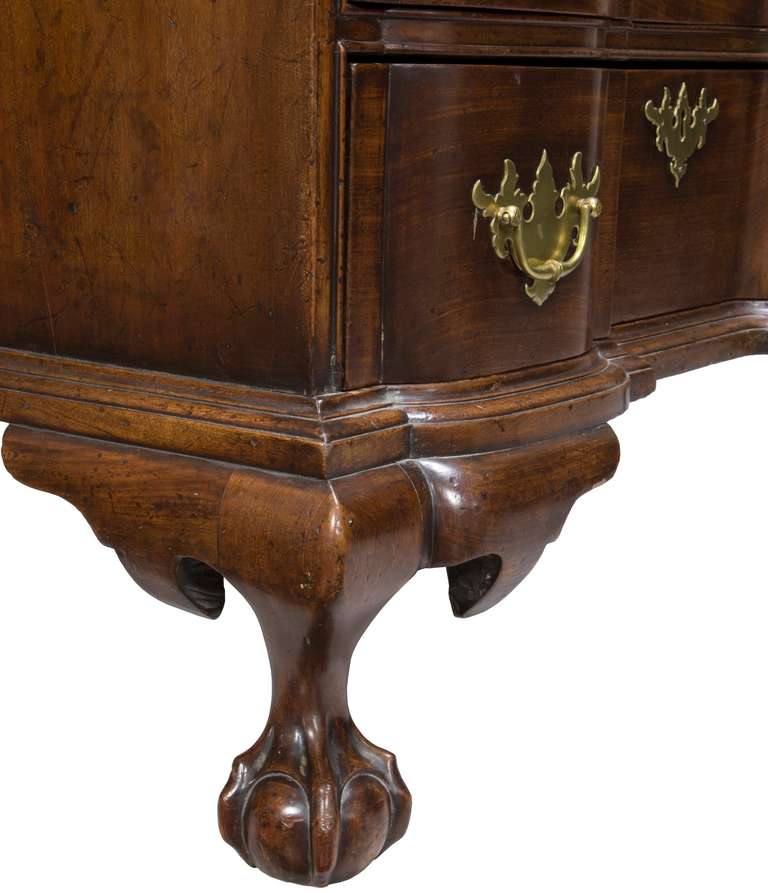 Small Chippendale Style Mahogany Block Front Chest, Late 19th-Early 20th Century For Sale 1