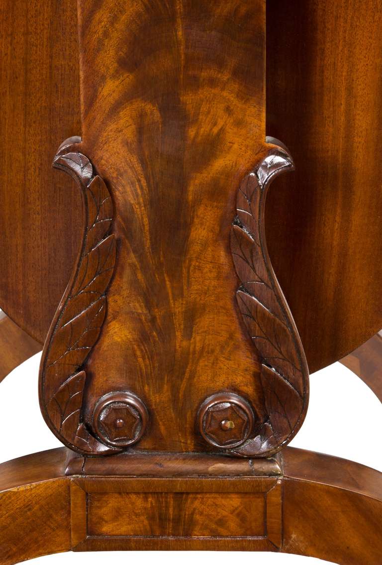 Classical Mahogany Work Table with Carved Lyre Supports, Boston, circa 1820 1