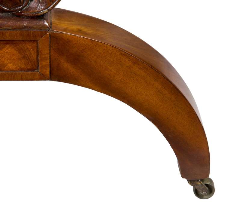 Classical Mahogany Work Table with Carved Lyre Supports, Boston, circa 1820 2