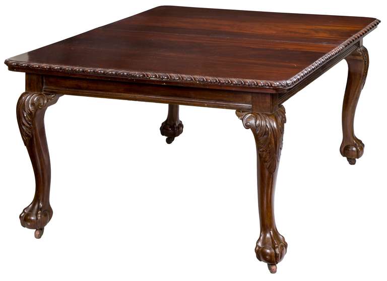 Carved Mahogany Chippendale Style Dining Room Table, Late 19th Century