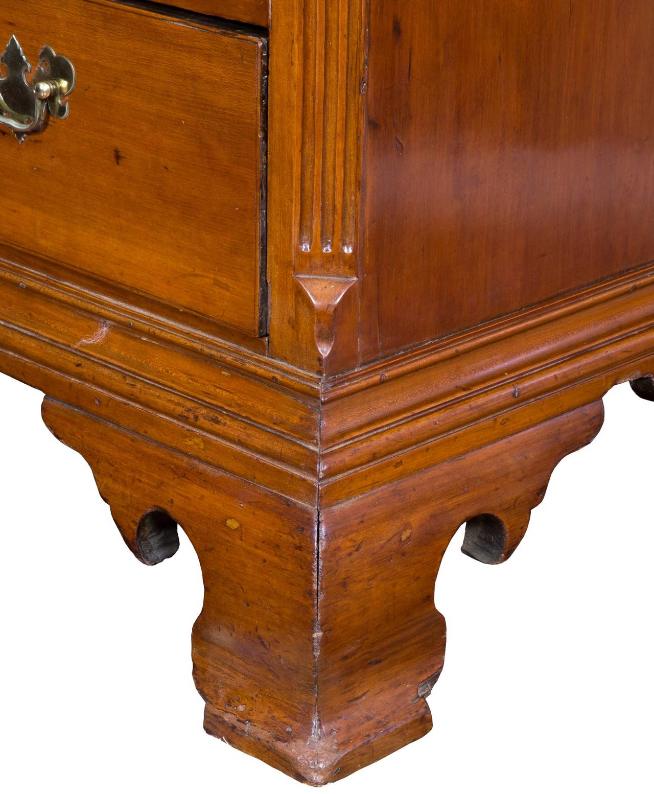 Carved Cherry Chippendale Desk and Bookcase, CT, circa 1780 For Sale 3
