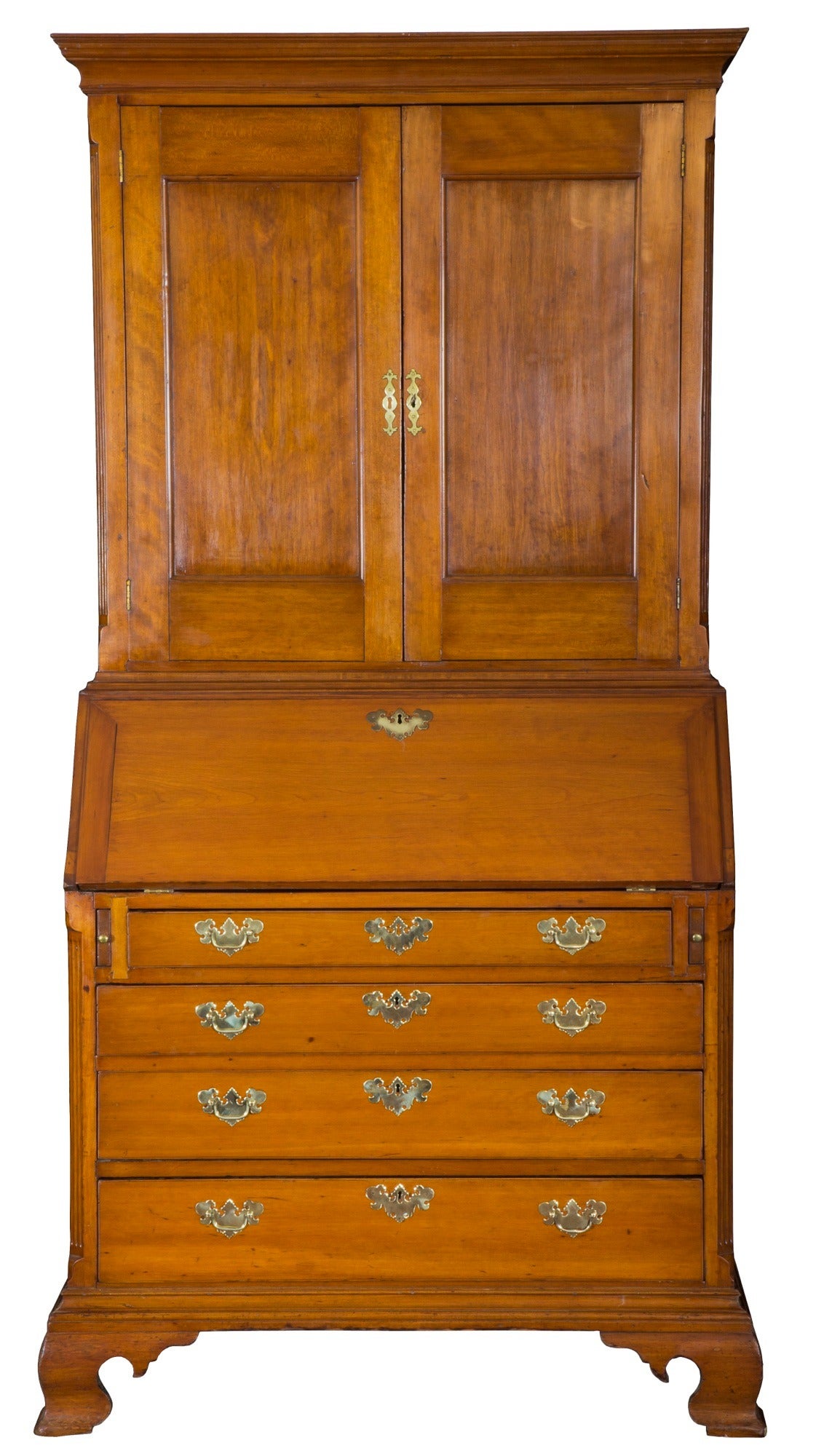 Carved Cherry Chippendale Desk and Bookcase, CT, circa 1780 For Sale 2