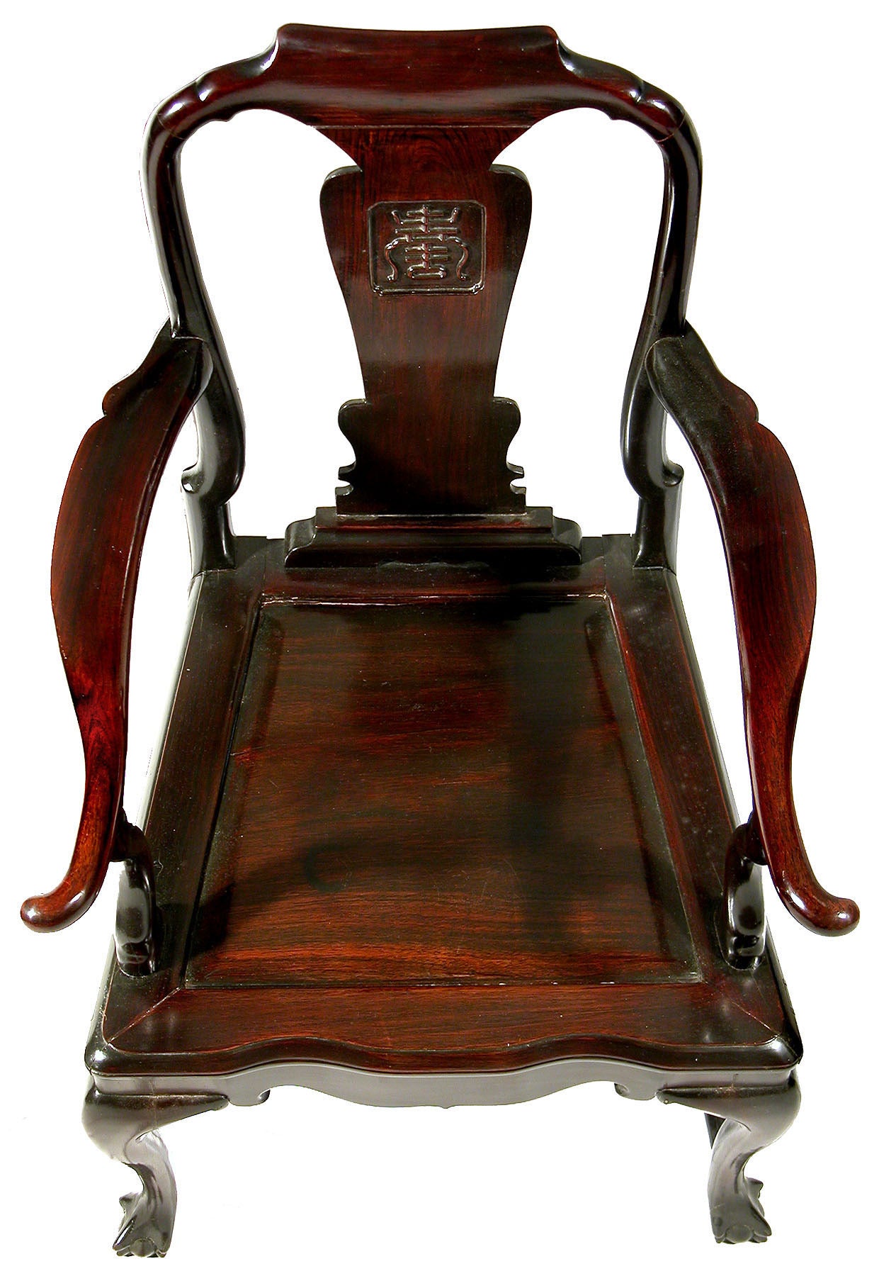 China Trade Queen Anne Style Teak Wood Armchair, circa 1890