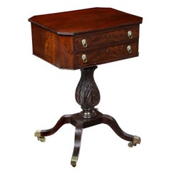 Classical Carved Worktable with Squared Acanthus Baluster, Salem
