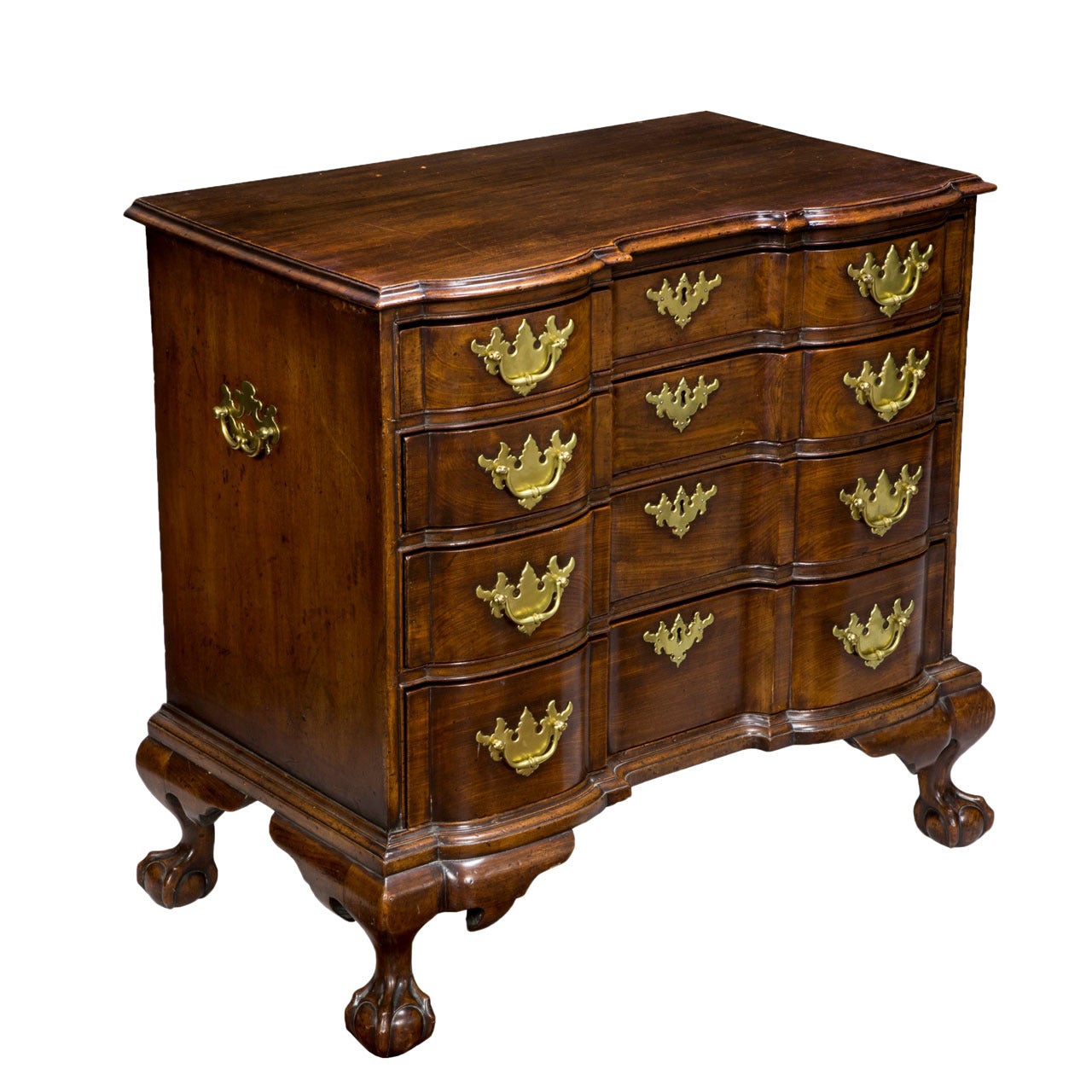 Small Chippendale Style Mahogany Block Front Chest, Late 19th-Early 20th Century For Sale