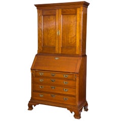 Carved Cherry Chippendale Desk and Bookcase, CT, circa 1780
