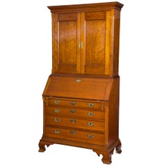 Carved Cherry Chippendale Desk and Bookcase, CT, circa 1780