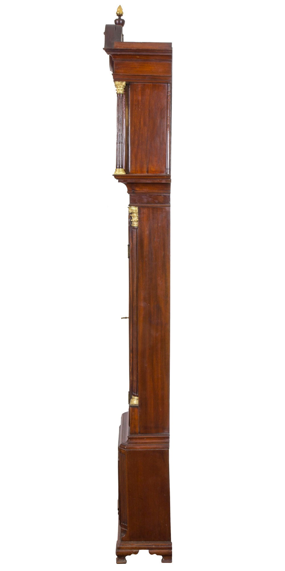 Late 18th Century Mahogany Chippendale Clock with Silvered Face by James Jacks, New York For Sale