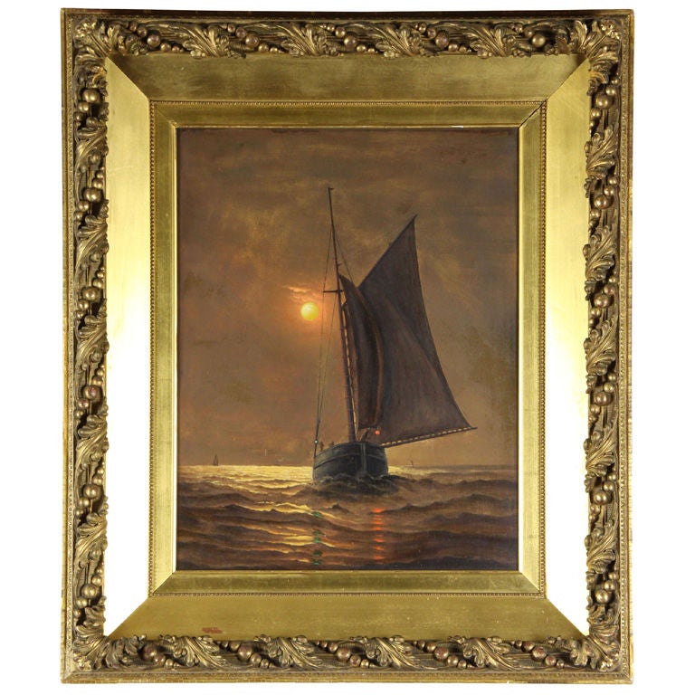 Ship Painting, Attributed to James Gale Tyler For Sale