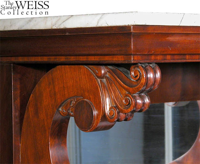 Neoclassical Classical Marble-Top Mahogany Pier Table, Possibly Philadelphia
