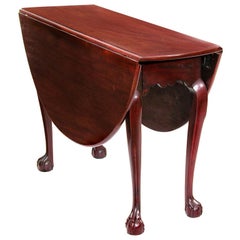 Chippendale Mahogany Oval, Drop-Leaf Table