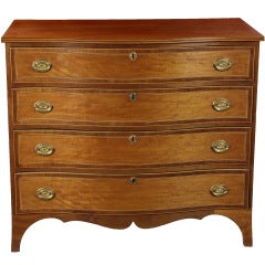 Hepplewhite Mahogany Serpentine Bureau, Providence, RI Attributed to Rawson, Sr