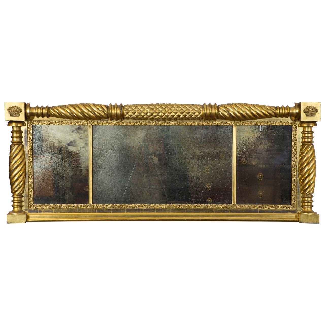 Magnificent Gilt Classical Overmantel Mirror with Original Glass For Sale