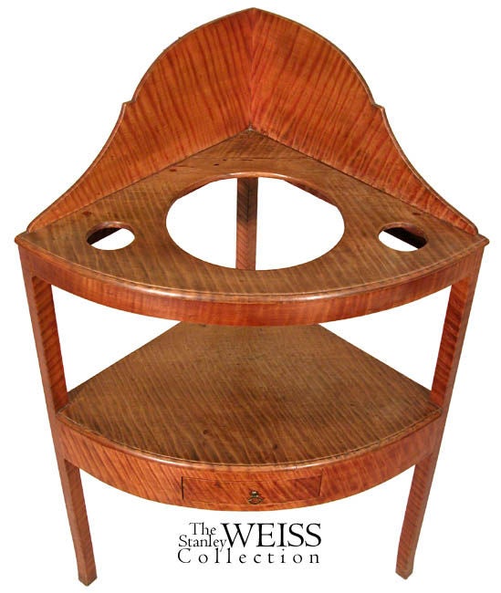 Tiger Maple Corner Washstand, New England