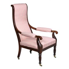 Mahogany Sheraton or Federal Upholstered Open Armchair, New England, circa 1810