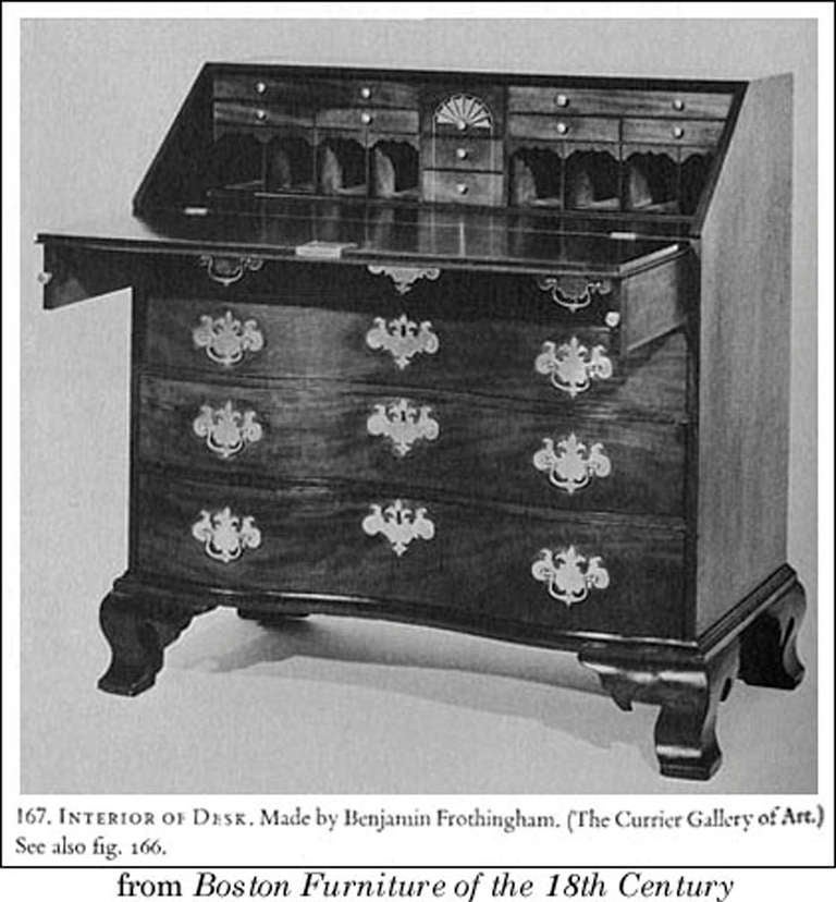 Chippendale Serpentine Mahogany Slant-Top Desk, Boston, circa 1790 For Sale 1