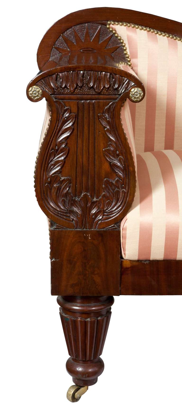 Rare Carved Mahogany Neoclassical Sofa with Eaglets and Lyres, circa 1830 1