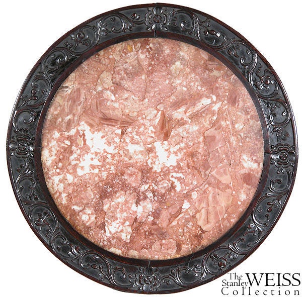 Large Round Marble Top Chinese Carved Stand