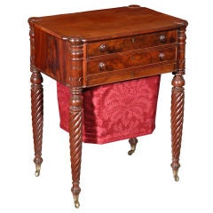 Carved Mahogany Classical Worktable, Sewing Basket, Salem 11