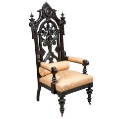 Monumental Ebonized Rococo Revival Baltimore Armchair, circa 1860 3