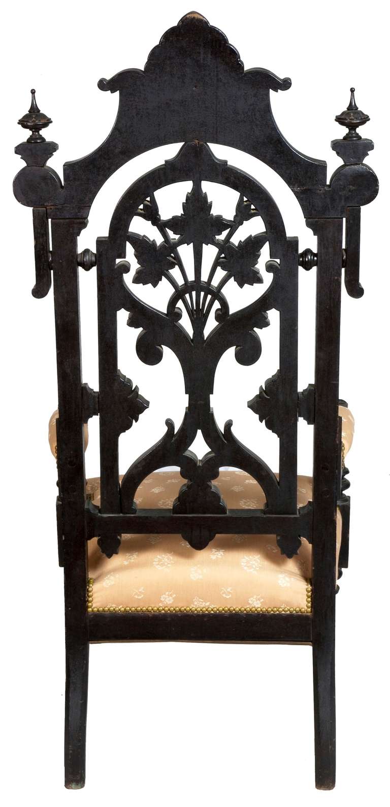 Monumental Ebonized Rococo Revival Baltimore Armchair, circa 1860 In Excellent Condition For Sale In Providence, RI