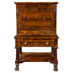 Signed Carved Mahogany Secrétaire à Abattant, Baltimore, Edwin S.Tarr
