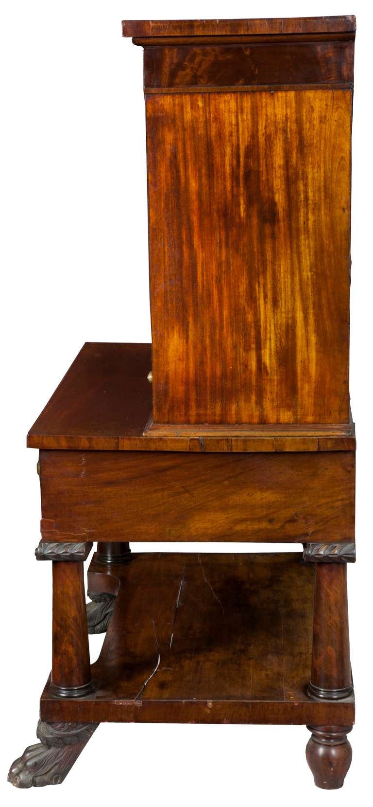 American Signed Carved Mahogany Secrétaire à Abattant, Baltimore, Edwin S.Tarr