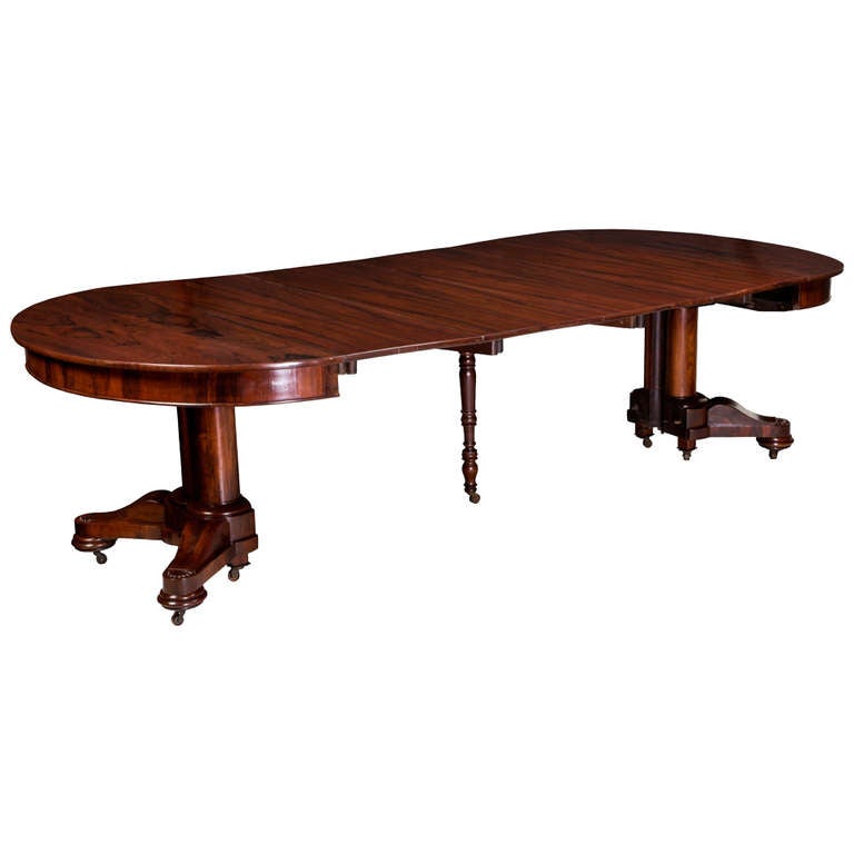 Figured Rosewood Dining Room Table, Cornelius Briggs, Boston, circa 1830