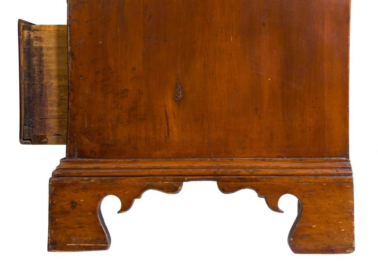 Cherry Chippendale Linen Press with Solid Figured Panels, New Jersey, circa 1780 1