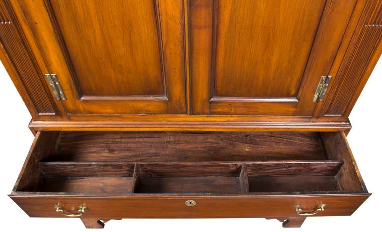 18th Century Cherry Chippendale Linen Press with Solid Figured Panels, New Jersey, circa 1780