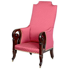 Rare Carved Mahogany Upholstered Classical Armchair, Possibly Southern 6