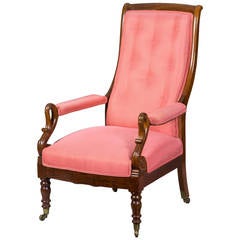 Mahogany Neoclassical Armchair or Lolling Chair Attributed to Duncan Phyfe 3