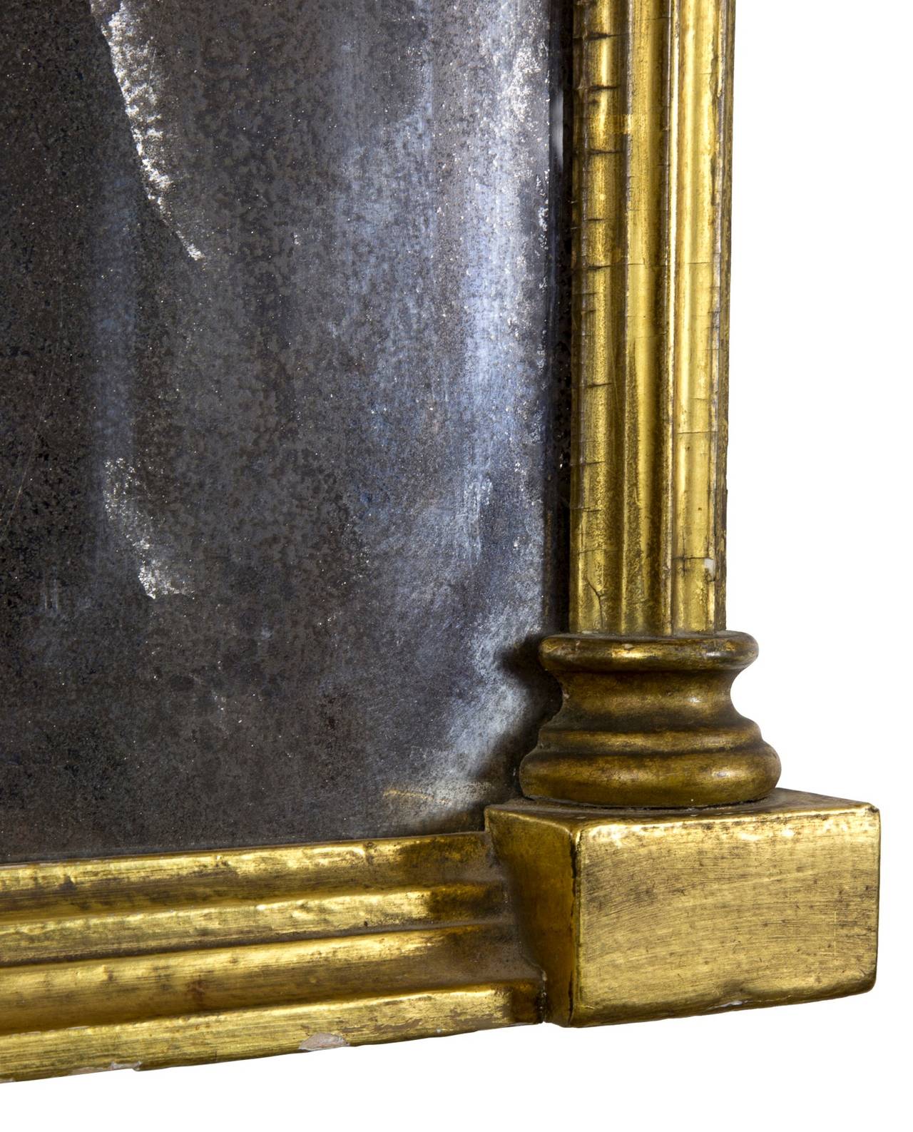 Early 19th Century Federal Gilt Tabernacle Mirror with Newburyport Reverse Painting, MA, circa 1800