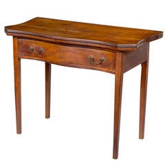 Cherry Serpentine Card Table with Long Drawer 10