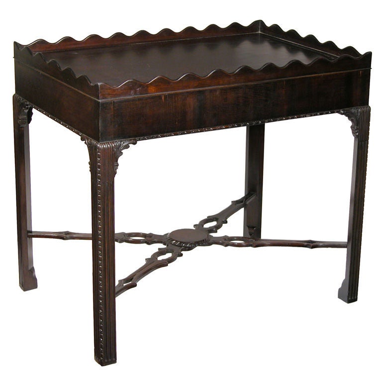 Chippendale Mahogany Tea Table with Scalloped Edge For Sale