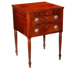Federal Mahogany Work Table with Reeded Legs, New York