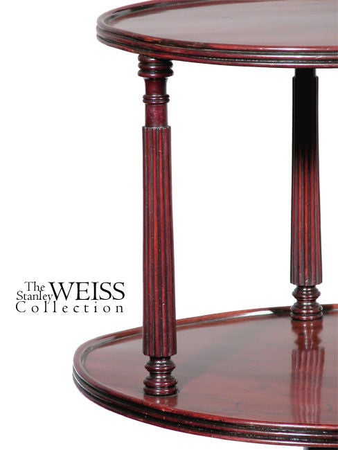 19th Century Classical Regency Figured Mahogany Two-tiered Dumbwaiter with Columnar Supports, For Sale