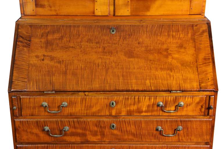 Late 18th Century Chippendale Tiger Maple Desk with Bookcase, Newport, circa 1780