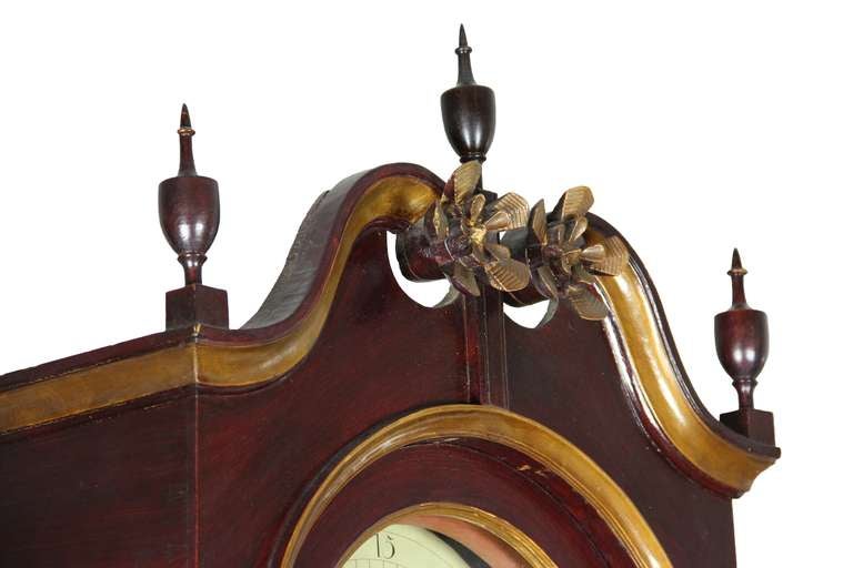 Chippendale Painted Tall Case Clock, Eight-Day Moon Dial Works For Sale