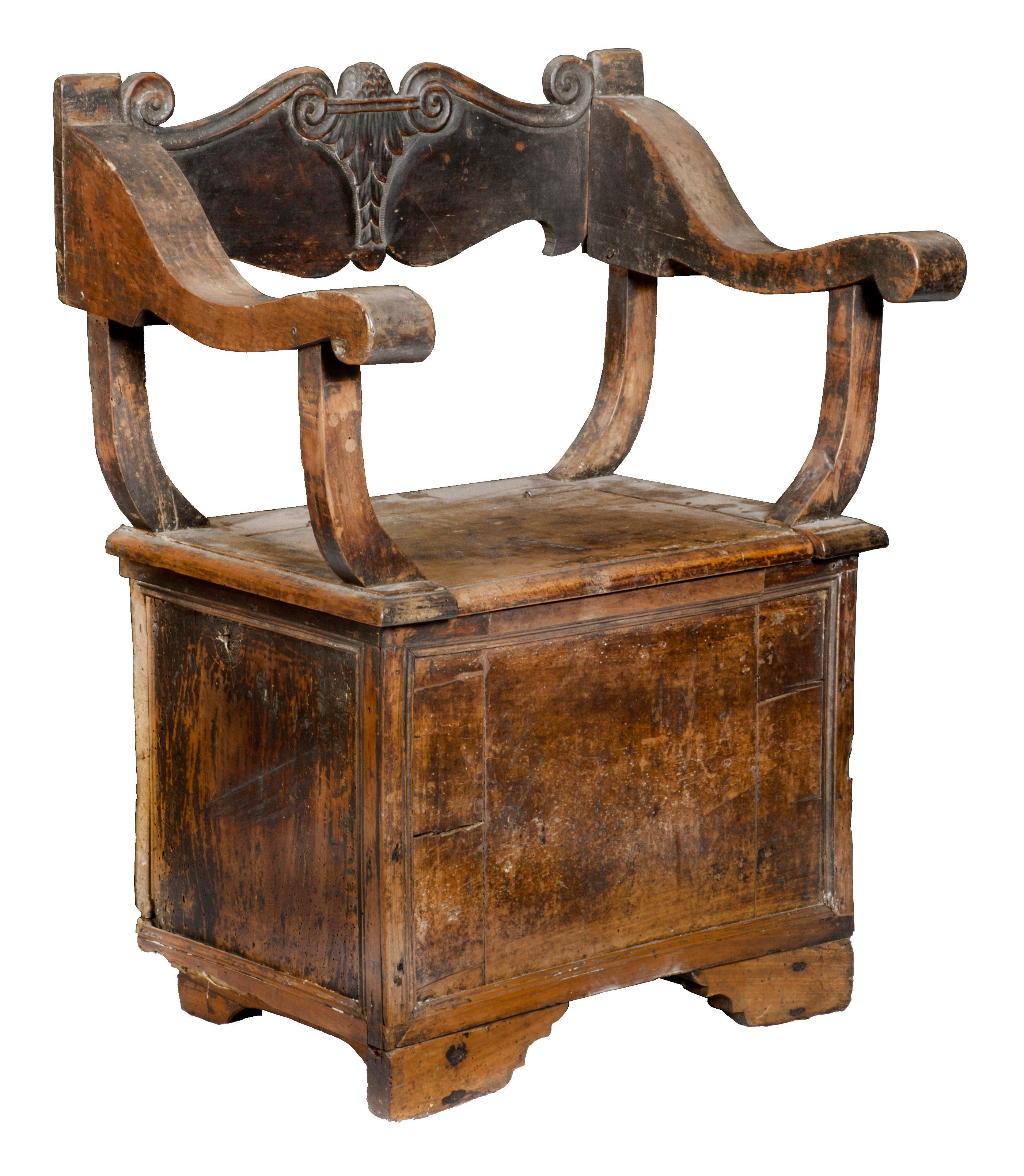 Italian Renaissance Carved Walnut Cabinet Chair, 15th-16th Century, Davanzati Pa