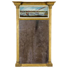 Federal Gilt Tabernacle Mirror with Newburyport Reverse Painting, MA, circa 1800