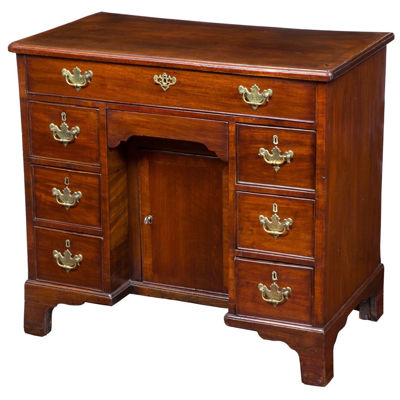 Queen Anne Mahogany Kneehole Desk For Sale